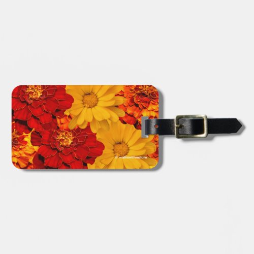 A Medley of Red Yellow and Orange Marigolds Luggage Tag