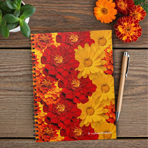 A Medley of Red Yellow and Orange Marigolds Notebook