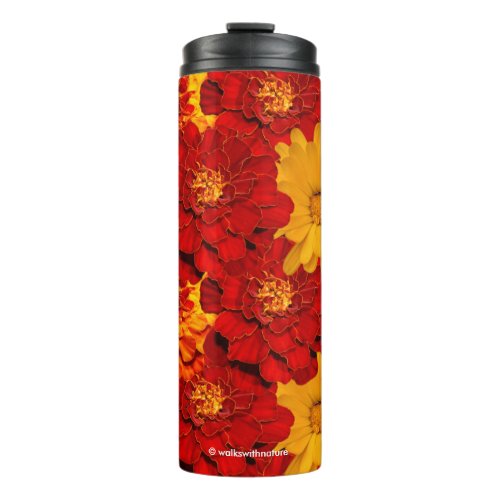 A Medley of Red Yellow and Orange Marigolds Thermal Tumbler