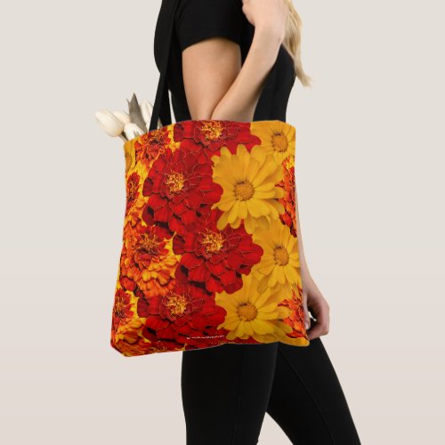 A Medley of Red Yellow and Orange Marigolds Tote Bag