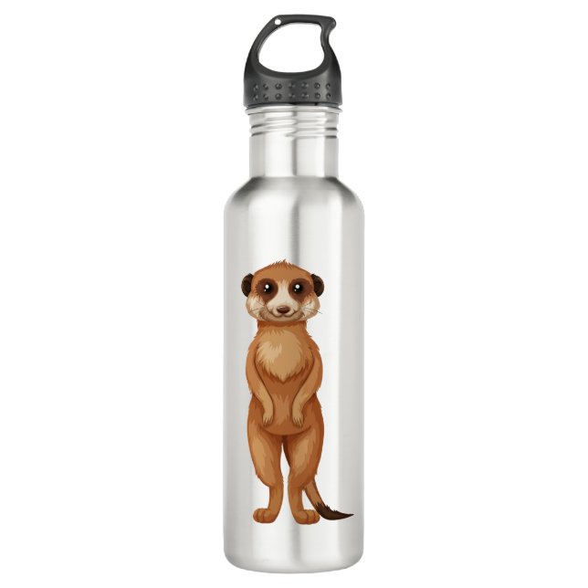 A meerkat cartoon stainless steel water bottle (Front)