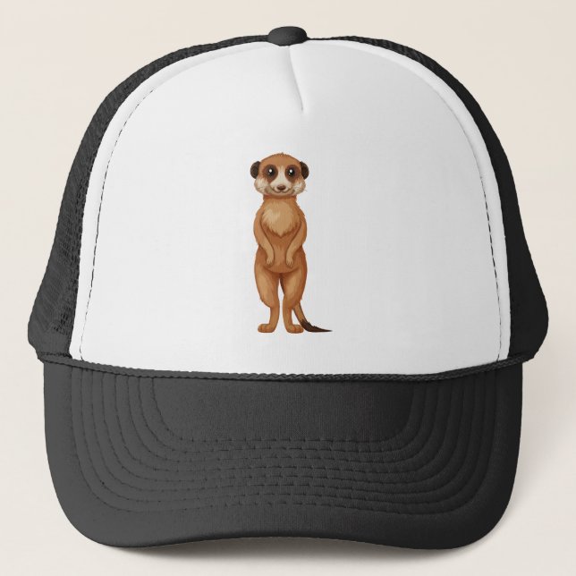 A meerkat cartoon trucker hat (Front)