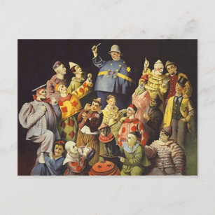 A MEETING OF CLOWNS Office Humor Circus Act 3 ring Postcard