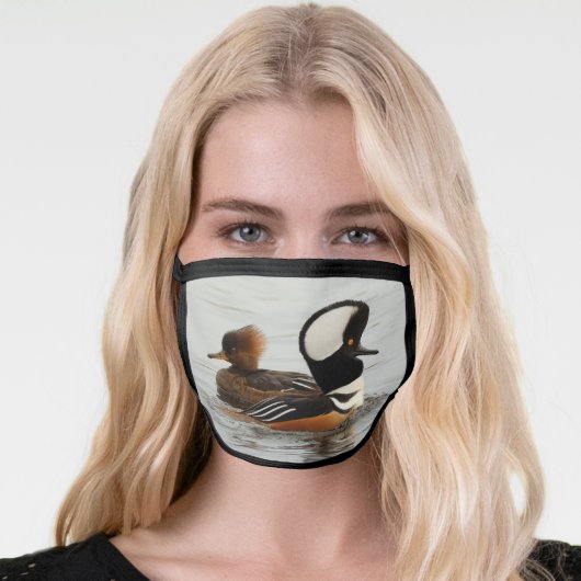 A Meeting of Hooded Merganser Ducks Face Mask (Worn Her)