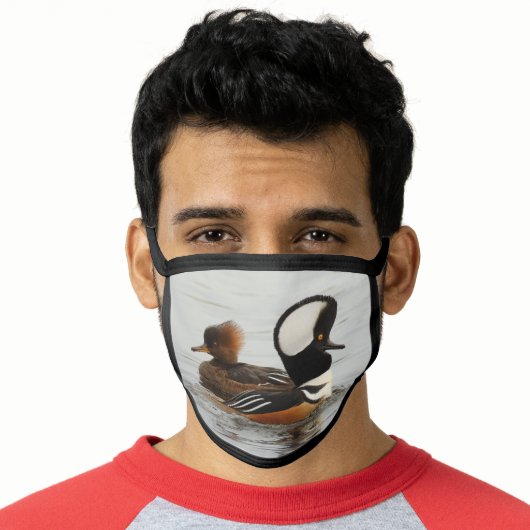 A Meeting of Hooded Merganser Ducks Face Mask (Worn Him)