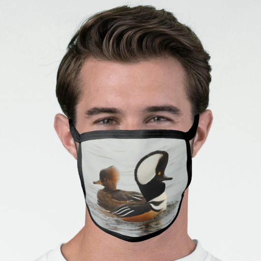 A Meeting of Hooded Merganser Ducks Face Mask (Worn Him)