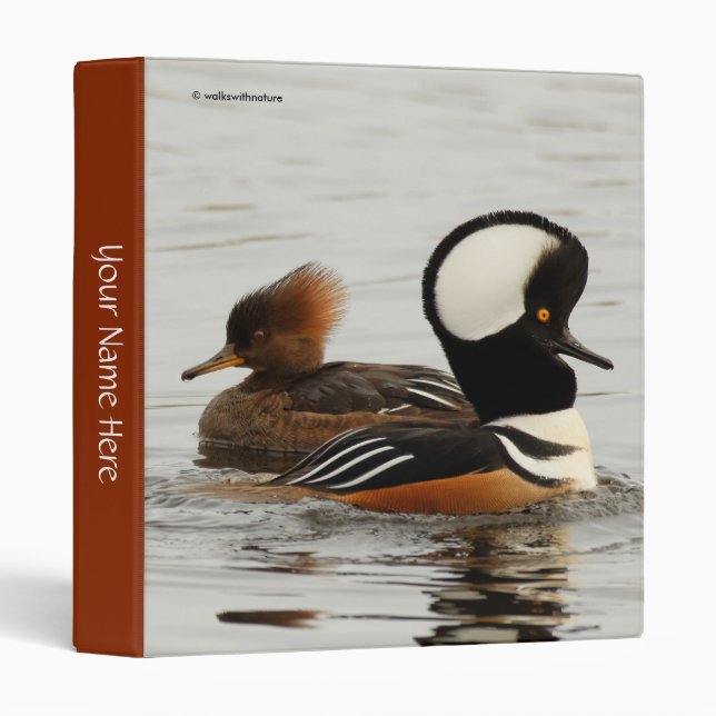 A Meeting of Hooded Mergansers 3 Ring Binder (Front/Spine)