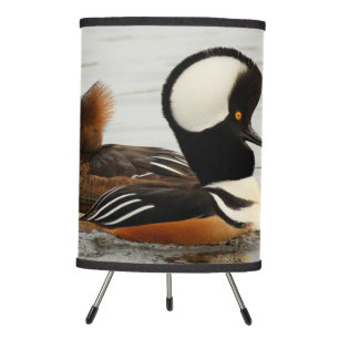 A Meeting of Hooded Mergansers Tripod Lamp