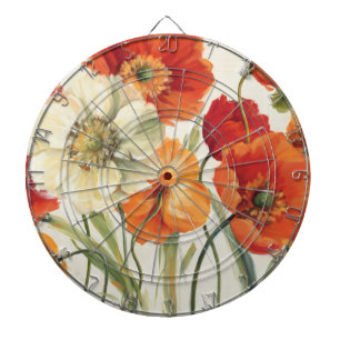 A Melody of Poppies Dartboard With Darts