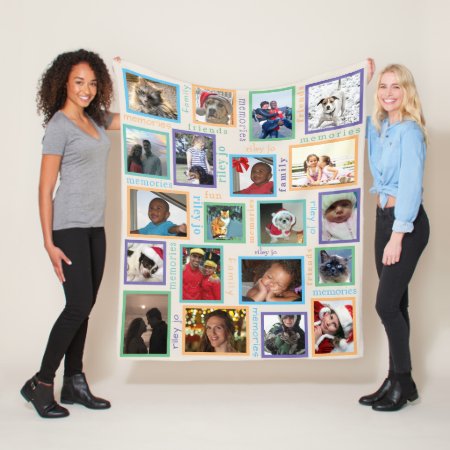 A Memories Colorful Create Your 20 Photo Collage Fleece Blanket
