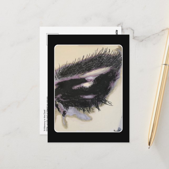 'A Memory in the Dark' Painting on a  Postcard (Front/Back In Situ)