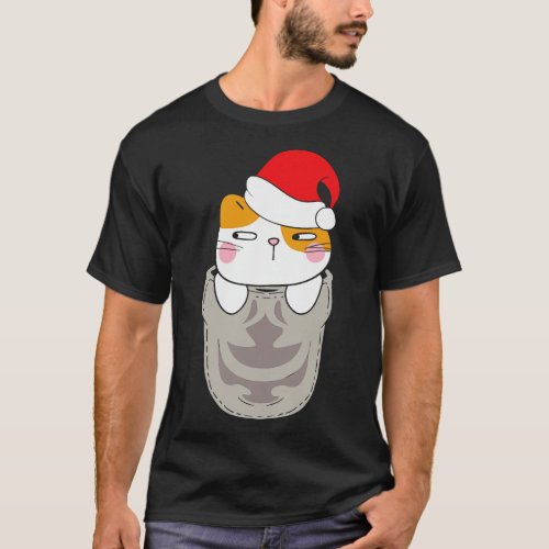 A Meowy Christmas Stocking Funny Cat Lover Christm T_Shirt
