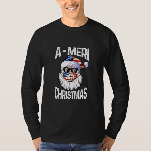 A  Meri Christmas Santa Claus Face Mask American F T_Shirt