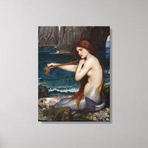 "A Mermaid" by John William Waterhouse Canvas Print