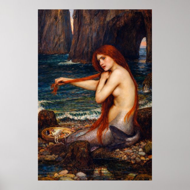 A Mermaid by John William Waterhouse Poster (Front)