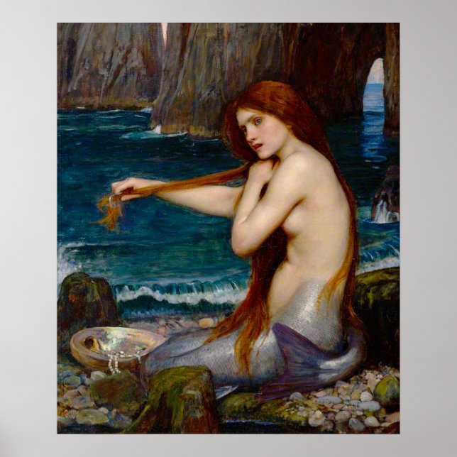 A Mermaid, c. 1900 by John Waterhouse Poster (Front)