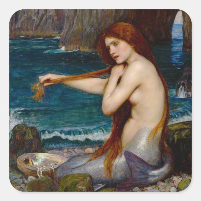 A Mermaid, c. 1900 by John Waterhouse Square Sticker (Front)