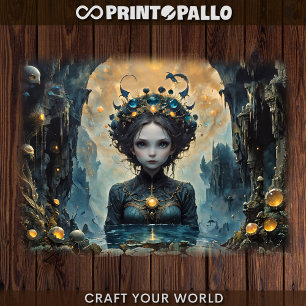 A mermaid in a fantasy blue realm tissue paper