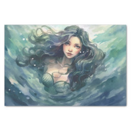 A Mermaid in the swirling seas Tissue Paper