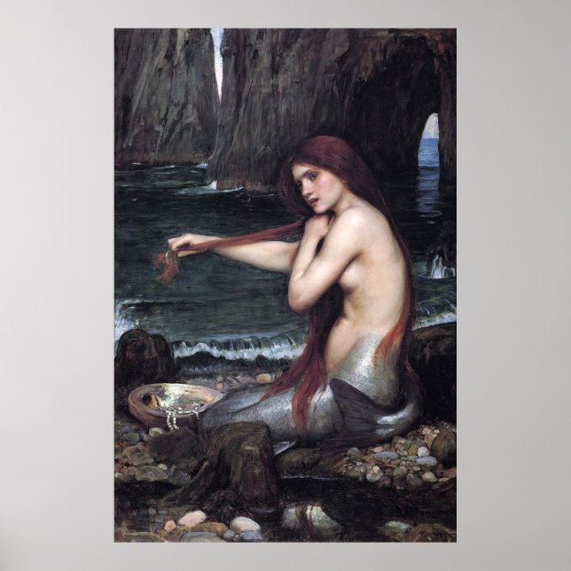 A Mermaid John William Waterhouse Mythological Poster (Front)