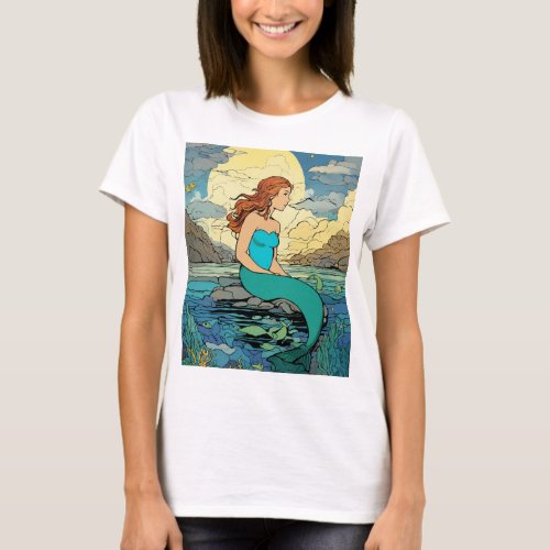 A mermaid on the stone T_Shirt