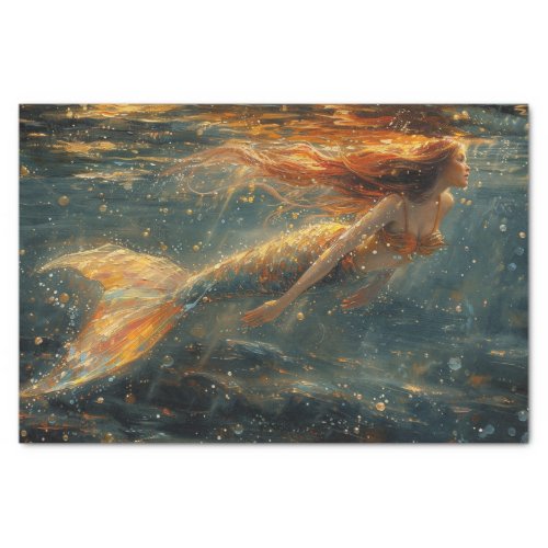 A Mermaid peeking at the waters surface Tissue Paper