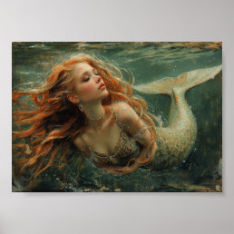 A Mermaid Underwater Poster