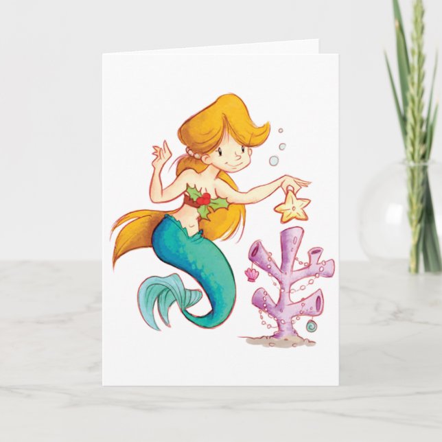 A Mermaids Christmas Holiday Card (Front)
