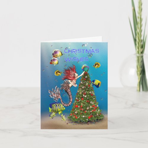 A Mermaids Christmas Wishes Card