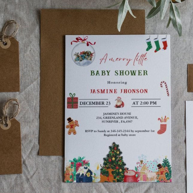 A merry christmas baby shower  winter baby shower invitation (Creator Uploaded)