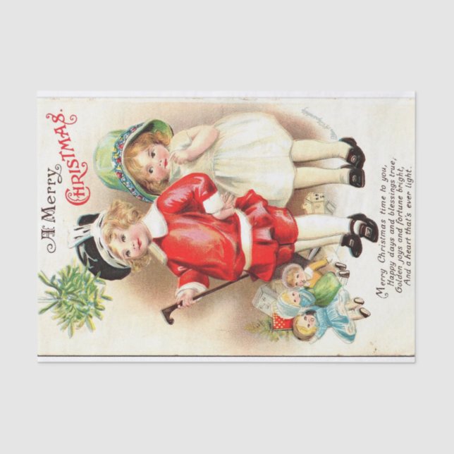 A Merry Christmas by Ellen Clapsaddle Tissue Paper (Front)