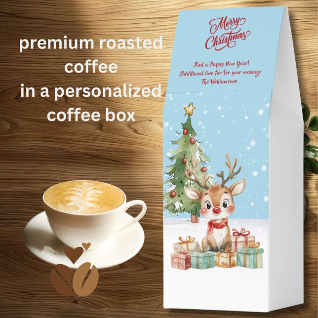 A Merry Christmas Fun Reindeer Personalized Roasted Coffee (Creator Uploaded)