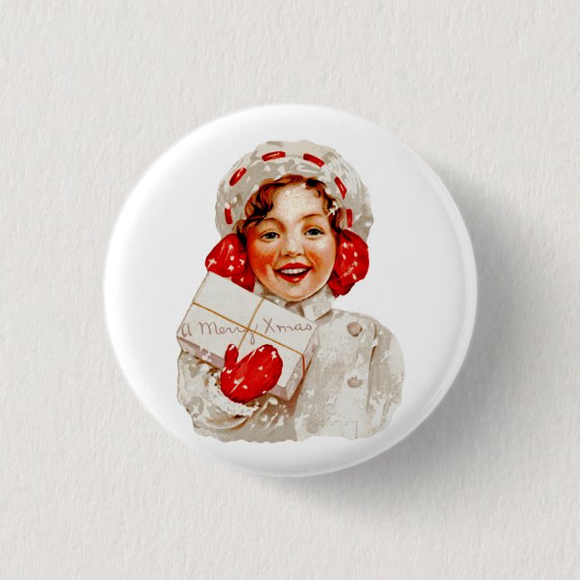 A Merry Christmas Girl Button (Front)