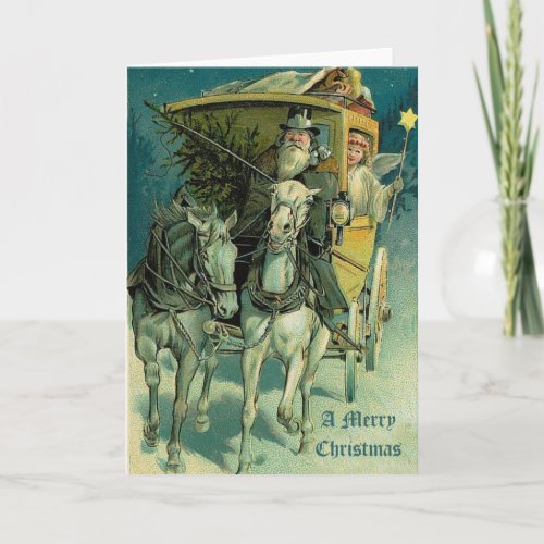 A Merry Christmas Horse and Carriage Holiday Card