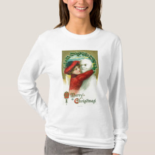 A Merry Christmas Hugging Snowman Scene T-Shirt