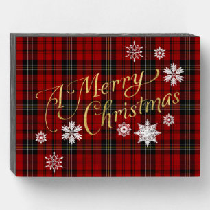A Merry Christmas Plaid, Snowflakes Sign