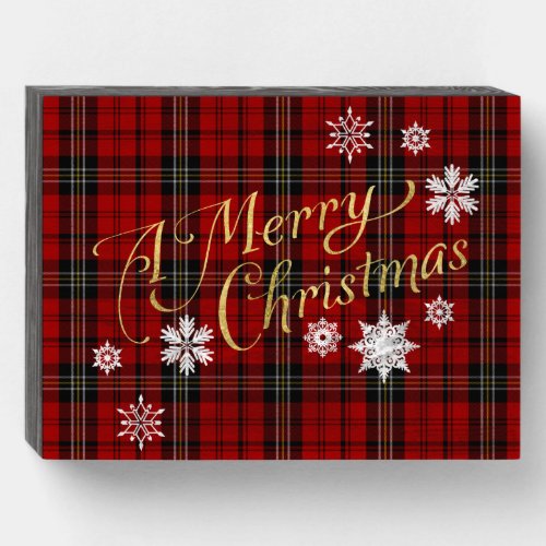 A Merry Christmas Plaid Snowflakes Sign