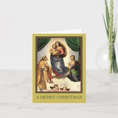 A MERRY CHRISTMAS Raphael Madonna and Christ Child Holiday Card