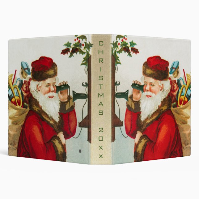A Merry Christmas Santa Claus by Ellen Clapsaddle 3 Ring Binder (Background)