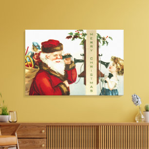 A Merry Christmas Santa Claus by Ellen Clapsaddle Canvas Print