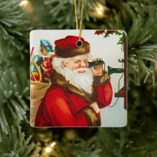 A Merry Christmas Santa Claus by Ellen Clapsaddle Ceramic Ornament