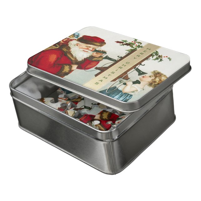 A Merry Christmas Santa Claus by Ellen Clapsaddle Jigsaw Puzzle (Lid Open)