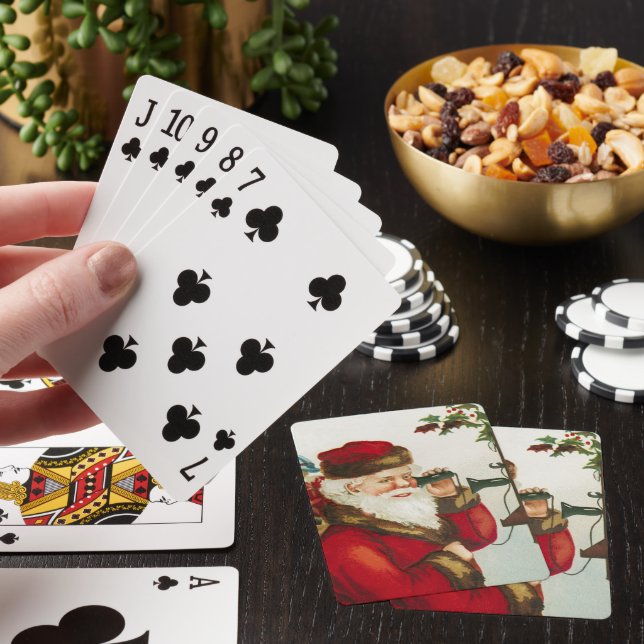 A Merry Christmas Santa Claus by Ellen Clapsaddle Poker Cards (In Situ)