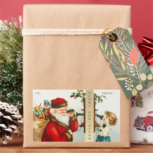 A Merry Christmas Santa Claus by Ellen Clapsaddle Rectangular Sticker