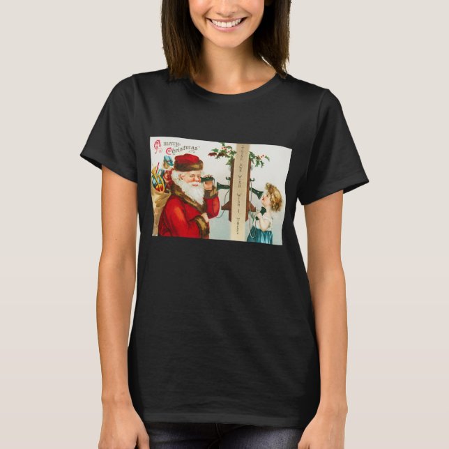 A Merry Christmas Santa Claus by Ellen Clapsaddle T-Shirt (Front)
