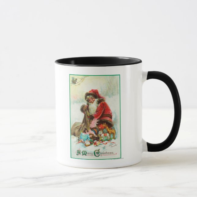 A Merry Christmas Santa Packing Toys in his Mug (Right)