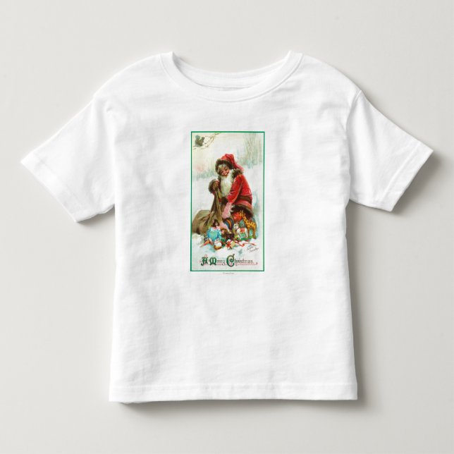 A Merry Christmas Santa Packing Toys in his Toddler T-shirt (Front)