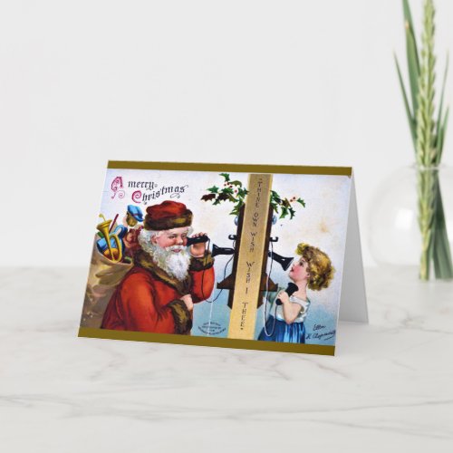 A Merry Christmas _ Santa talking to child Holiday Card