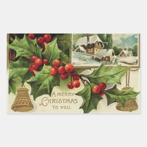 A Merry Christmas to You Vintage Rectangular Sticker