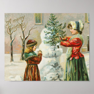 A Merry Christmas vintage art  Poster